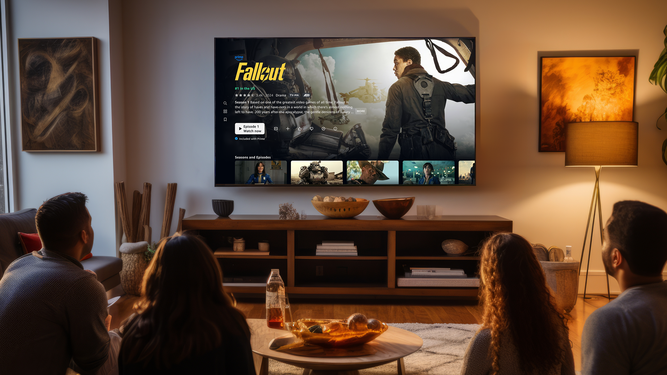 Das neue Prime Video Streamingerlebnis: Man sieht einen Fernseher mit der neuen Benutzeroberfläche.