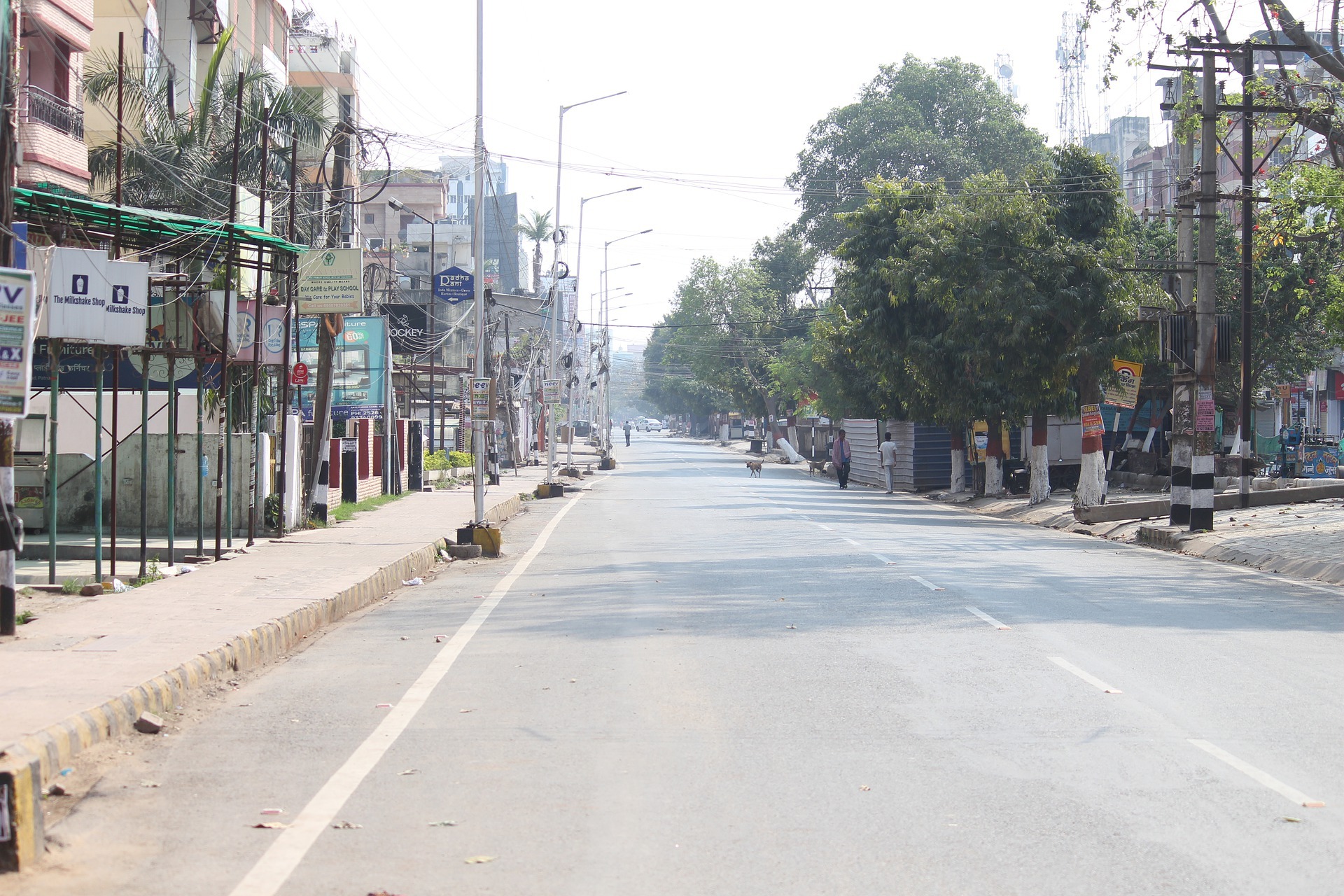 COVID lockdown - an empty street in India